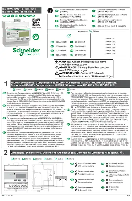 schneider施耐德iEM3110 _ iEM3115 _ iEM3135 _ iEM3155 _ iEM3165 _ iEM3175 - 说明书